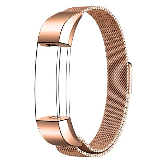 AsiaFly Compatible Bands for Fitbit Alta HR, Milanese Loop Stainless Steel Replacement Accessories Metal Small & Large Band, Silver, Gold, Black, Rose Gold, Colorful, Purple, Rose Pink, Coffee
