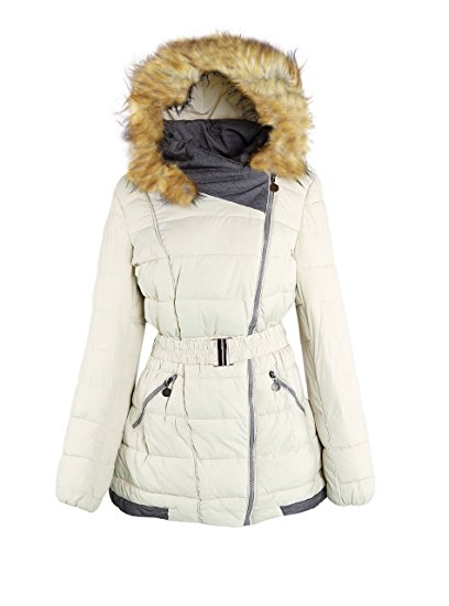 Alipolo Women's Winter Plus Size Hooded Fur Collar Thick Padded Jacket