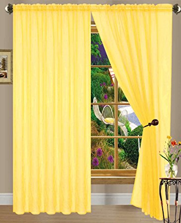 Dpnamron Linda Sheer Voile Panel/curtain/drape, 55 x 84-Inches, Bright Yellow