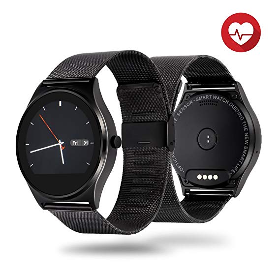 Fashion Smart Watch, DAWO Smart Wrist Watch Touch Screen Waterproof Smartwatch Phone Sleep Monitor, Heart Rate Monitor Pedometer iOS Android Device (Black)