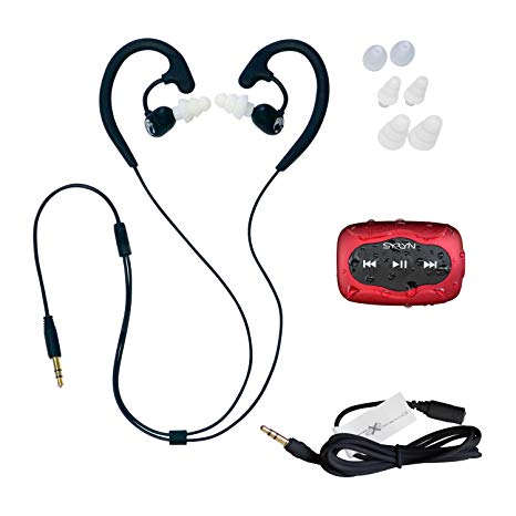 Swimbuds Fit Waterproof Headphones and 8 GB SYRYN waterproof MP3 player with shuffle feature …
