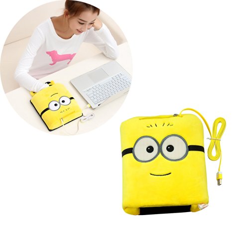 VIVISKY(TM) Cute and Lively Minions Despicable Me 5 Watt Underpower USB Heated Mouse Pad, Warming Hand&Keep it Warm (double eyes)