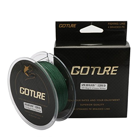 Goture Braid Fishing Line - 124 Yards (114m), 328 Yards (300m), 547 Yards (500m), 1094 Yards (1000m) - Army Green, Blue, Blackish Green, Grey, Yellow