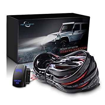 MICTUNING LED Light Bar Wiring Harness Fuse 40A Relay On-off Rocker Switch Blue(2 Lead 12Feet)