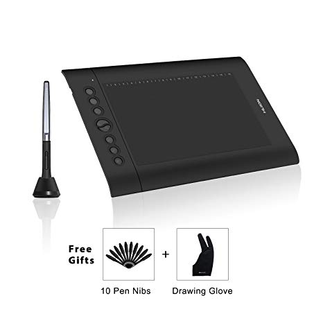 Huion H610PRO V2 Painting Drawing Pen Graphics Tablet with Battery-Free Stylus Tilt Function and 8192 Pressure Sensitivity and 8 Shortcut Keys