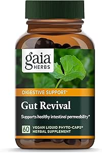 Gaia Herbs Gut Revival - Herbal Digestive Supplement to Support Gut Health - Made with Astragalus, Gotu Kola, Jujube & More - Free from Dairy, Soy & Gluten - 60 Vegan Capsules (60 Servings)