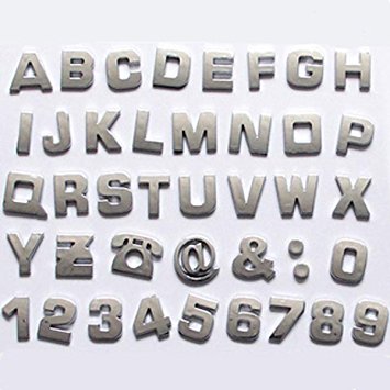 Okeler 1 Set 40 Pcs Silver Car Logo Auto 3D Emblem Badge Sticker Chrome Letters Number with Free Pen
