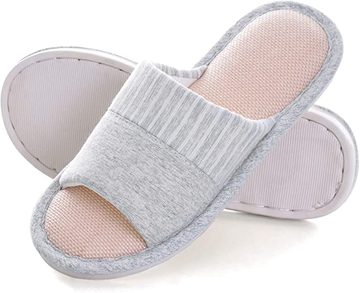 Dear Time Cotton Flax House Slippers Women's Foams Sole Cozy Slide Shoes