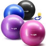 Yes4All 2000-lbs Anti Burst Stability Ball with Foot Pump