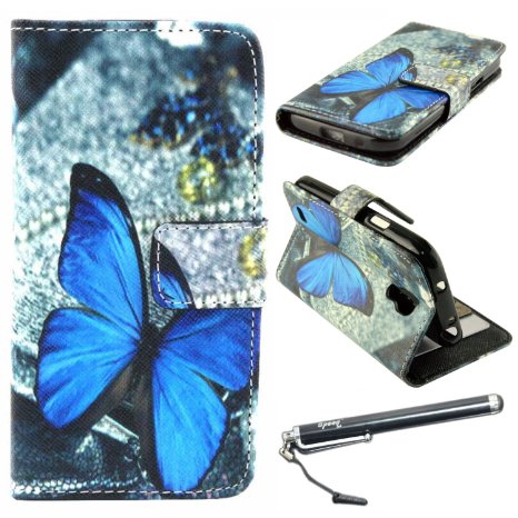 S4 Mini Case Galaxy S4 Mini Case Speedtek Butterfly Pattern Premium PU Leather Wallet Flip Protective Skin Case with Magnetic Closure for Samsung Galaxy S4 Mini i9190 2013 Built-in Credit CardID Card Slot