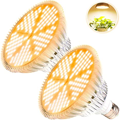 2 Pack 100W Led Grow Light Bulb, MILYN Pure Warm Full Spectrum Grow Lights for Indoor Plants, E26 Grow Bulb for House Garden Hydroponics Succulent Seed Starting, Growing, Flower| 150LEDs Lamp