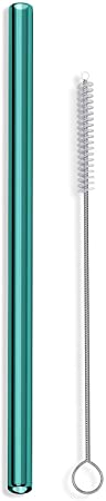 Hummingbird Glass Straws 9 inches x 9.5 mm Straight Reusable Straw Made with Pride in the USA (teal)