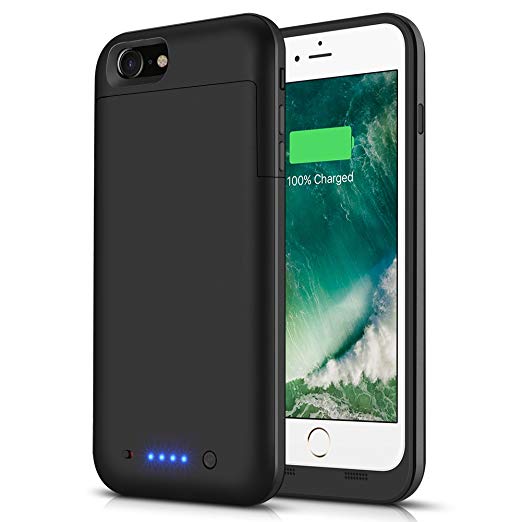 iPhone 6s Plus/6 Plus Battery Case LCLEBM Protective Portable Charging Case 6800 mAh Extened Back Up 200% Extra Supply Charger Case Power Bank (Black)