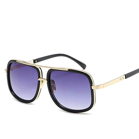 Ecurson Men Women Stylish Square Vintage Mirrored Sunglasses Eyewear Outdoor Sports Sun Protection Glasses (B)