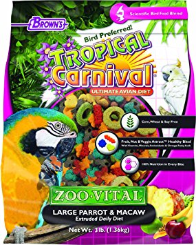 F.M. BROWNS - PET 118566 Tropical Carnival Zoo-Vital Lg Parrot & Macaw , 3 lb, 1Piece