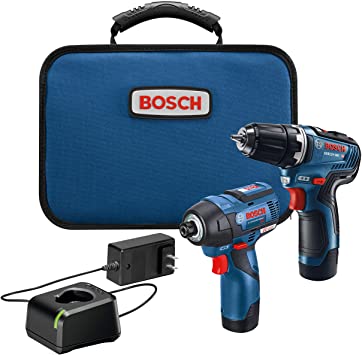 Bosch GXL12V-220B22 12V Max 2-Tool Brushless Combo Kit with 3/8 In. Drill/Driver, 1/4 In. Hex Impact Driver and (2) 2.0 Ah Batteries