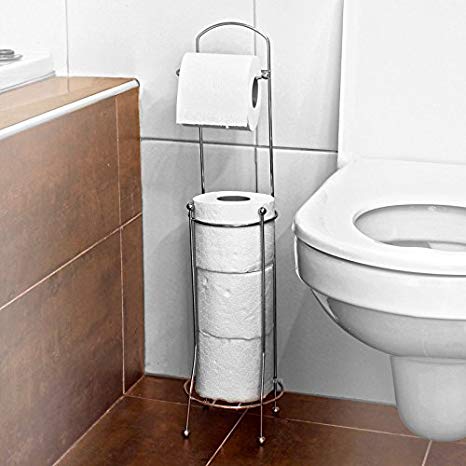 Chrome Toilet Paper Caddy Spindle Free Standing Dispenser 4x Roll Holder