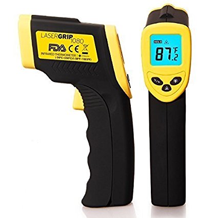 Etekcity Lasergrip 1080 Non-contact Digital Laser IR Infrared Thermometer Temperature Gun, Yellow/Black (Certified Refurbished)