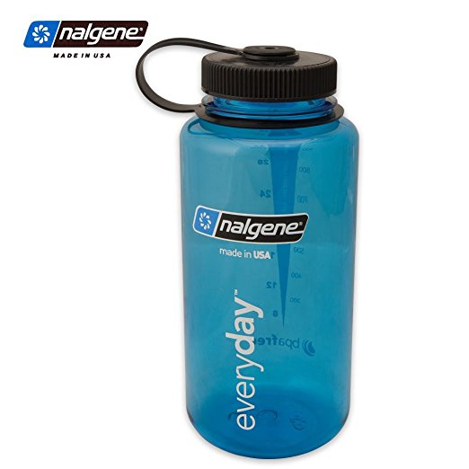 Nalgene 32 oz Wide Mouth Reusable Bottle, Tritan, in Blue