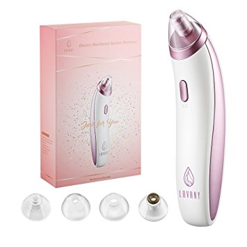 Lavany Blackhead Suction Remover Pore Vacuum Pore Cleanser with Microdermabrasion Diamond Head Electric Skin Cleaner Facial Vacuum Extraction 4 Intensity Levels with Led Indicator (4 Heads High-end Version)