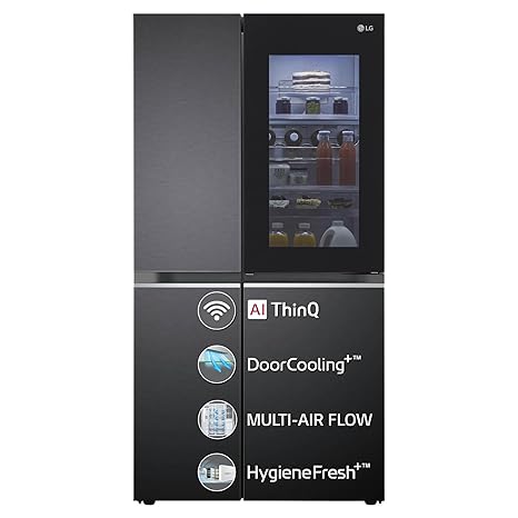 LG 655 L Frost-Free Inverter Compressor Wi-Fi Side-By-Side Door Refrigerator (GL-Q257BMCX, Matte Black, Door Cooling , Hygiene Fresh , Multi Air Flow with Insta View Door-in-Door, 2023 Model)