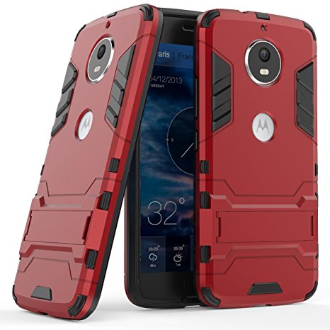 MOTO G5S Case, SsHhUu Shock Proof Cover Dual Layer Hybrid Armor Combo Protective Hard Case with Kickstand for MOTO G5S (5.2") Red