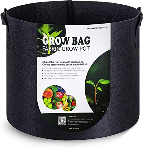VIPARSPECTRA 10-Pack 5 Gallon Grow Bags - Thickened Nonwoven Aeration Fabric Pots Container with Heavy Duty Durable Handles for Garden Indoor Plants