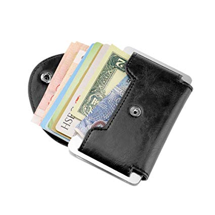 CTA Card Wallet,Credit Card Holder,Portable PU Leather Aluminum Metal Travel Purse With RFID Blocking Case for Men & Women