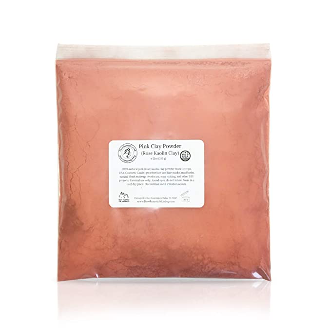 Pink Clay Powder 12 oz, Pure Rose Kaolin Clay Powder for Face Masks or for Colorant DIY Beauty Products for Face, Hair, Body, Soap, Bath Bombs, Makeup, Lotion and Deodorant by Bare Essentials Living