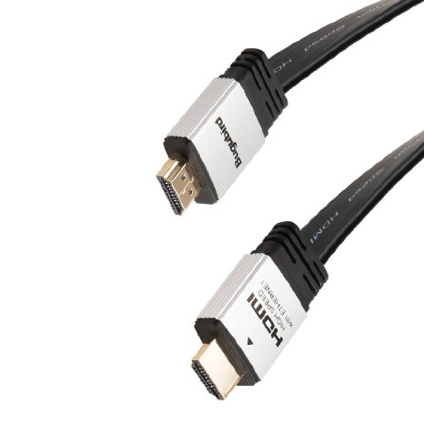 Bugubird High Speed HDMI Cable - 8 Feet Support Ethernet 4K 3D 2160p 1440p 1080p and Full HD ( Flat Cable )