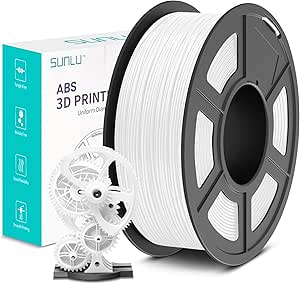 SUNLU ABS Filament pour imprimante 3D, filament 3D haute résistance à la chaleur et durable, filament 3D ABS de 1.75 mm, précision dimensionnelle  /- 0.02 mm, bobine de 0.9 kg (1.98lbs), Blanc