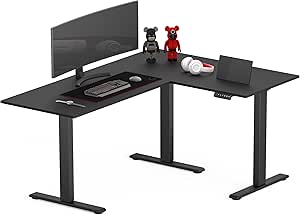 FLEXISPOT 63 inch L-Shaped Standing Desk, Electric Height Adjustable Desk, Sit Stand Large Corner Desk, Memory Preset Controller, Modern Design, Black Frame with Black Top