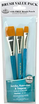 Royal & Langnickel Royal Zip N' Close Gold Taklon Glaze Wash 3-Piece Brush Set