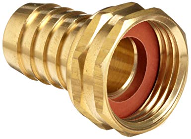 Anderson Metals Brass Garden Hose Swivel Fitting, Connector, 5/8" Barb x 3/4" Female Hose