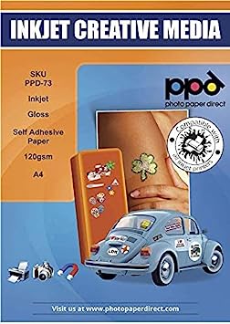 PPD 50 Sheets A4 Inkjet Glossy Photo Sticker Paper 120gsm True Photographic Quality PPD-73-50