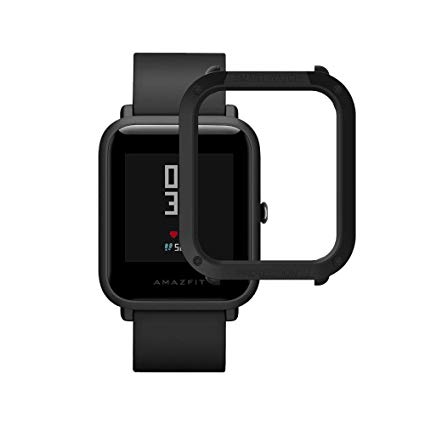 For Amazfit Bip Bumper Case Cover SIKAI Hard PC Anti-scratch Protective Shell Colorful Protector Skin Huami Amazfit Bip Smart Watch Watch Frame (Black Case)
