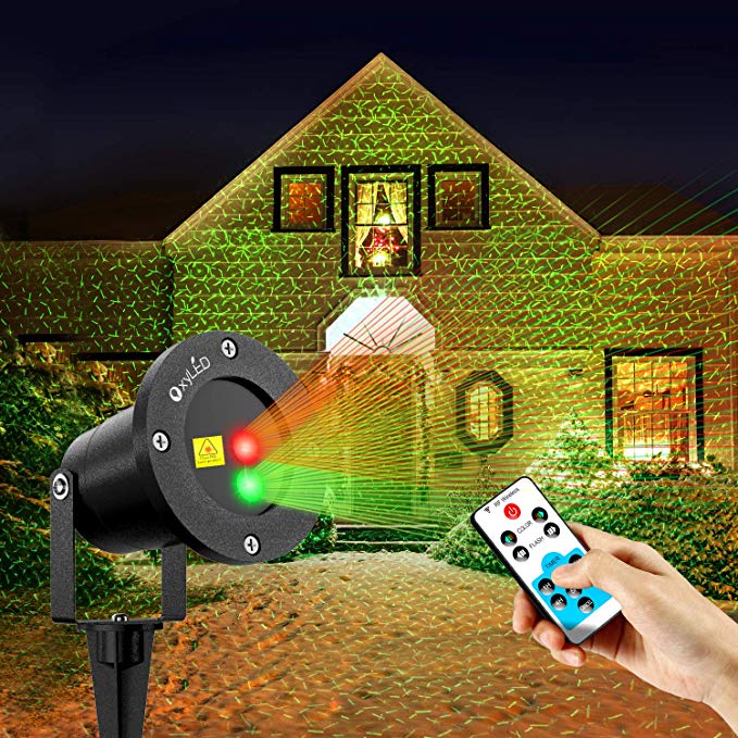 OxyLED Outdoor Christmas Projector Lights, RG Landscape Projector Light with Remote Controller for Holiday Parties/Disco / Halloween/Christmas Decoration