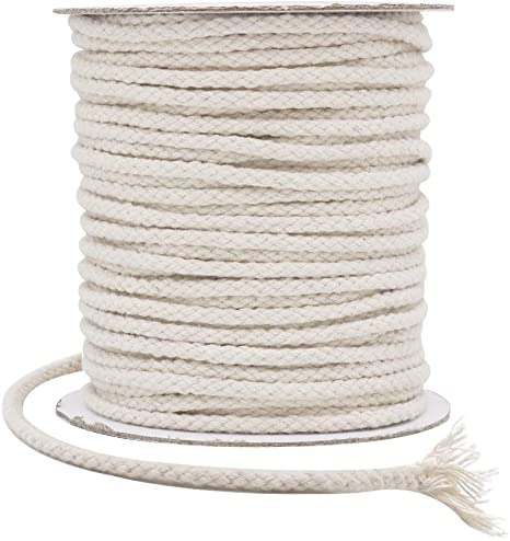 Tenn Well Macrame Cord, 5mm 165 Feet Cotton Braided Macrame Rope for Plant Hangers Wall Hangings DIY Crafts (Beige)