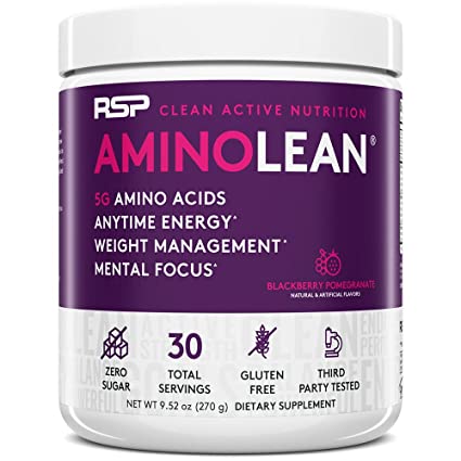 RSP Nutrition AminoLean, Pre Workout Amino Energy, Fat Burner - 30 Servings (Blackberry Pomegranate)