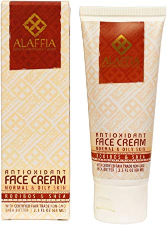 Alaffia - Antioxidant Face Cream, Normal to Oily Skin, Helps Moisturize Skin for Elasticity and Protection from Free Radicals with Coconut Oil and Aloe Vera, Fair Trade, Rooibos and Shea, 2.3 Ounces