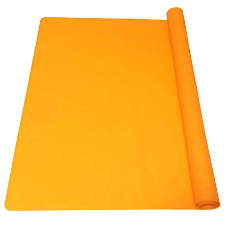 EPHome Extra Large Multipurpose Silicone Nonstick Pastry Mat, Heat Resistant Nonskid Table Mat, Countertop Protector, 23.6''15.79'' (Orange)