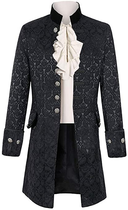Pxmoda Herren Frack Mantel Steampunk Gothic Jacke Vintage Viktorianischen Cosplay Kostüm Smoking Jacke Uniform Mittelalter Kleidung Weste Jacke Waistcoat Waffenrock
