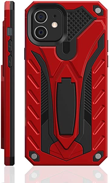 Kitoo Designed for iPhone 12 Case/Designed for iPhone 12 Pro Case with Kickstand, Military Grade 12ft. Drop Tested - Red