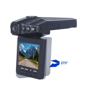 Lecmal Dash Cam / 2.5 inches DVR Camera / DVR Recorder with 270 degrees whirl / IR Vehicle DVR Road Dash Video Camera Recorder with HD Car LED / Rotatable Traffic Dashboard Camcorder - Black