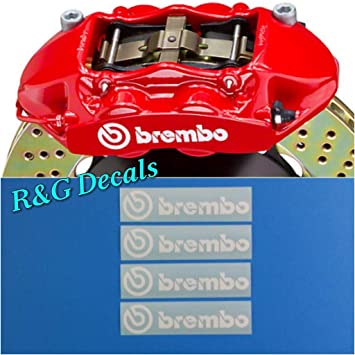 R&G Brembo HIGH Temperature Brake Caliper Decal Sticker Set of 4 Decals   Instructions   Decal Surface Preparation Solution (White)