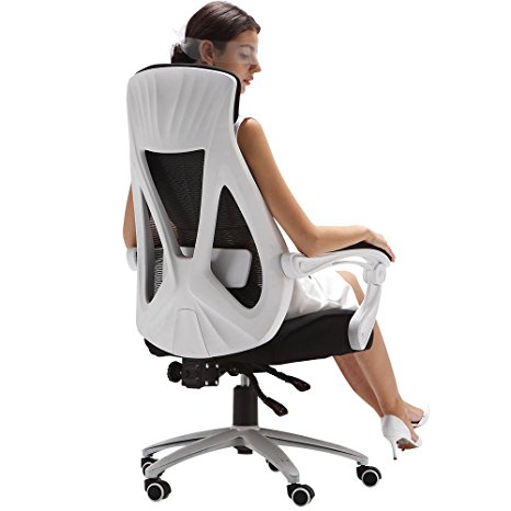 Hbada High Back Ergonomic Computer Desk Office Mesh Recliner Chair -White