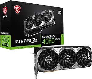 MSI Gaming RTX 4080 Super 16G Ventus 3X OC Carte graphique (NVIDIA RTX 4080 Super, 256 bits, Boost Clock : 2595 MHz, 16 Go GDRR6X 23 Gbit/s, HDMI/DP, Ada Lovelace Architecture)