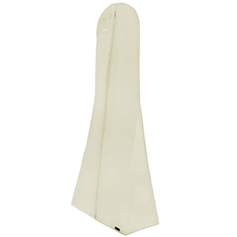 HANGERWORLD Ivory 72inch 14 Inch Gusseted Showerproof Wedding Dress Gown Cover Bag Protector with Secret Internal Zipped Pocket