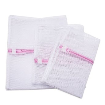Laundry Bags, Mudder Zippered Mesh Washing Bags, Set of 3 (Big Mesh, Pink)
