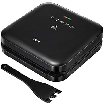 Panini Press, Deik 1200W 6-Serving Electric Indoor Grill, Multi-Purpose Sandwich Maker Includes Removable Drip Tray & Grill Spatula, Nonstick Plates, for Panini, Grilled Burger, Steak, Sandwich, Black